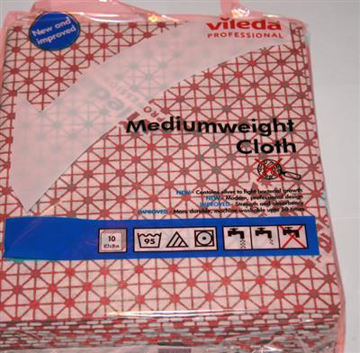 VILEDA MEDIUM WEIGHT CLOTHS RED (10'S)
