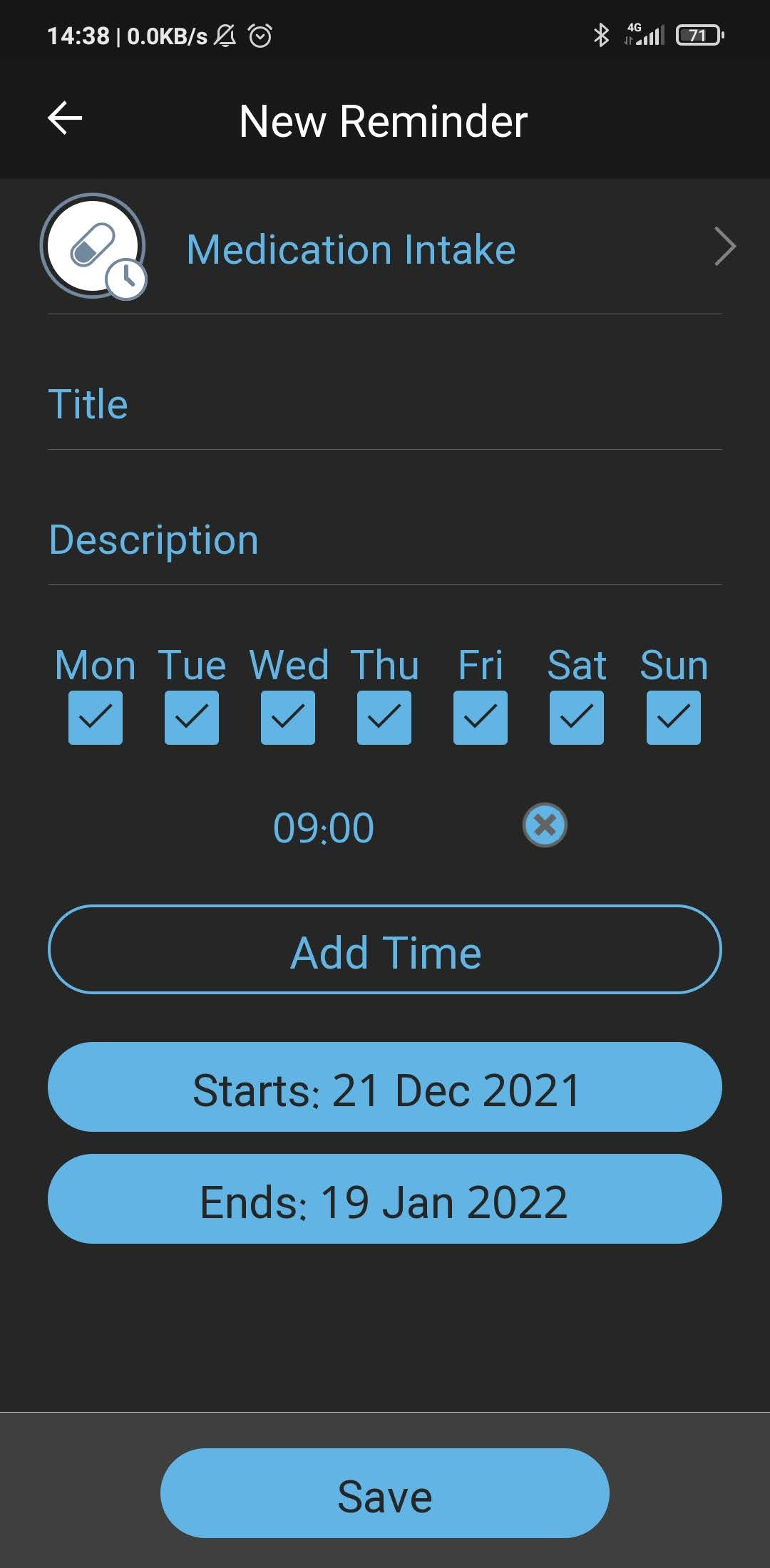 Dark Theme Medication Reminder