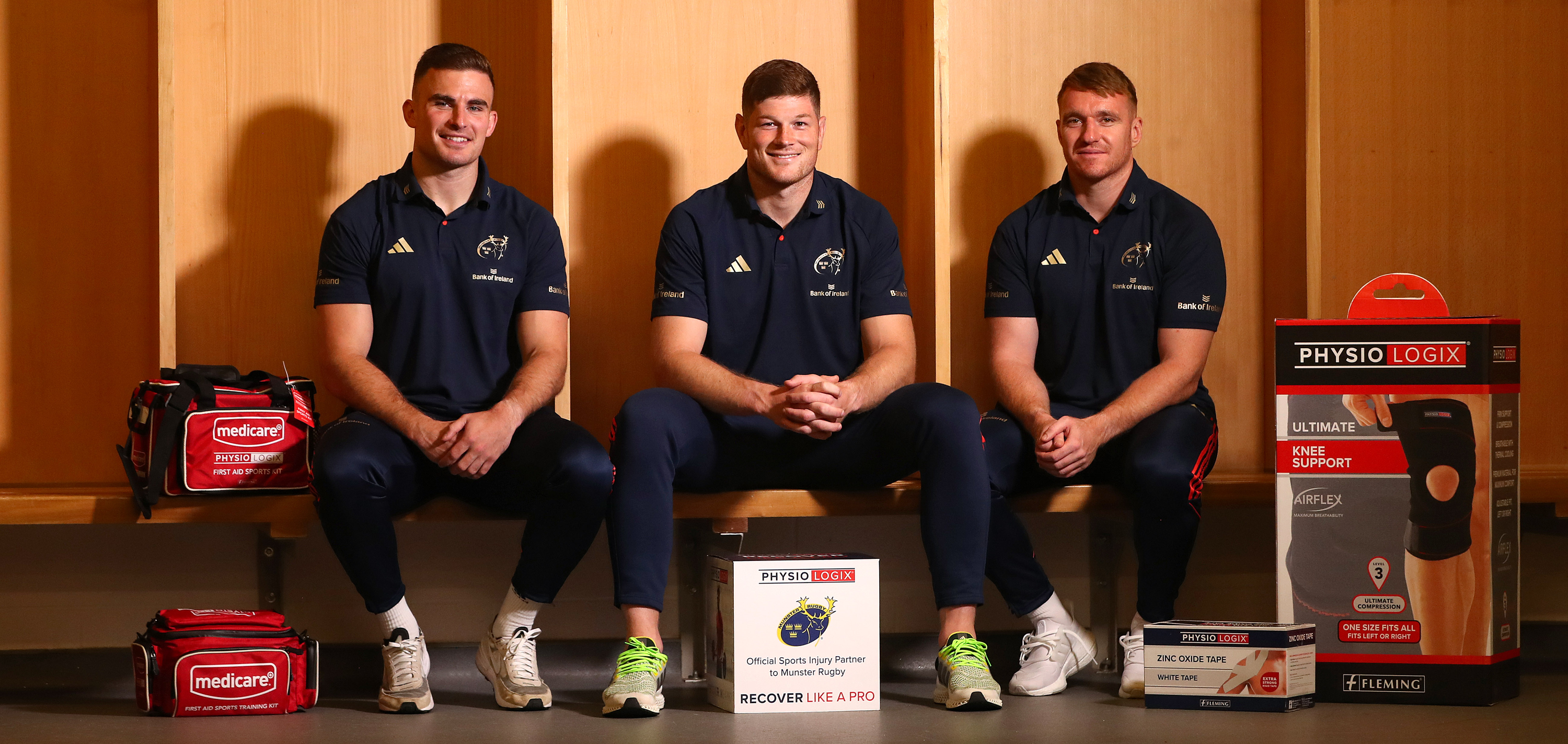 Munster Rugby players promoting the Physiologix brand with Fleming Medical
