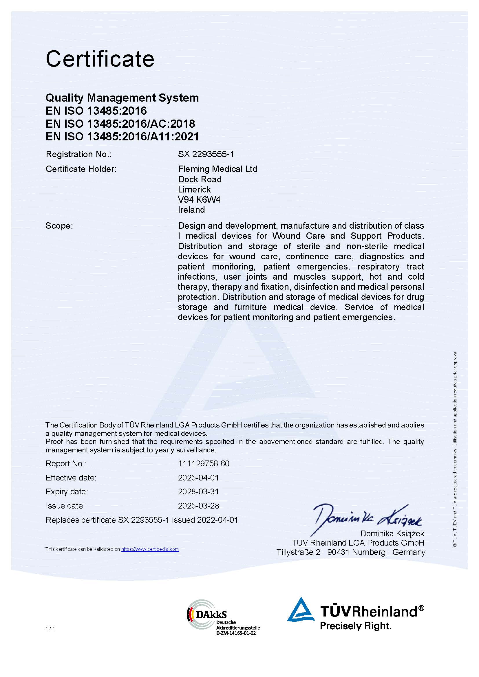 TUV Rheinland ISO Certification 2025 to 2028