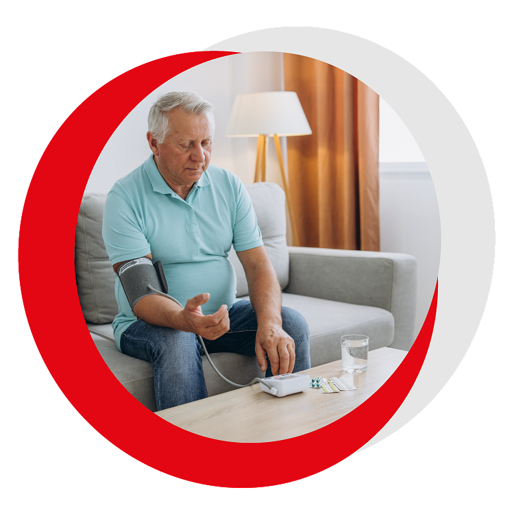 Image of man checking his blood pressure