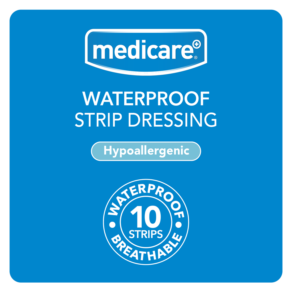 MEDICARE WATERPROOF STRIP 6CM X 10CM (DISPLAY OF 10)