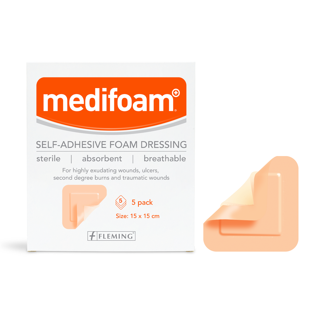 MEDIFOAM SELF-ADHESIVE FOAM DRESSING 15X15CM (BOX OF 5)