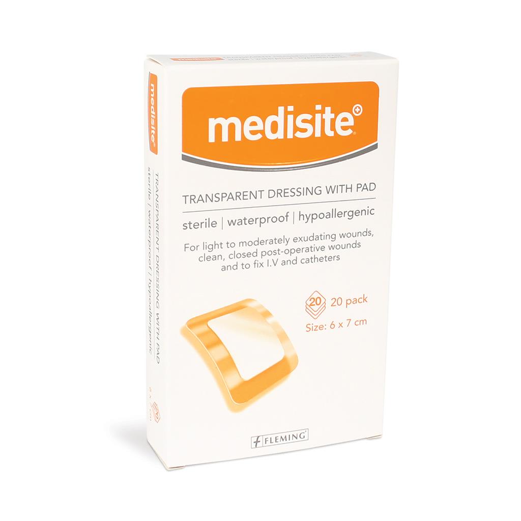 MEDISITE TRANSPARENT ISLAND DRESSING 6 X 7CM (BOX OF 20)