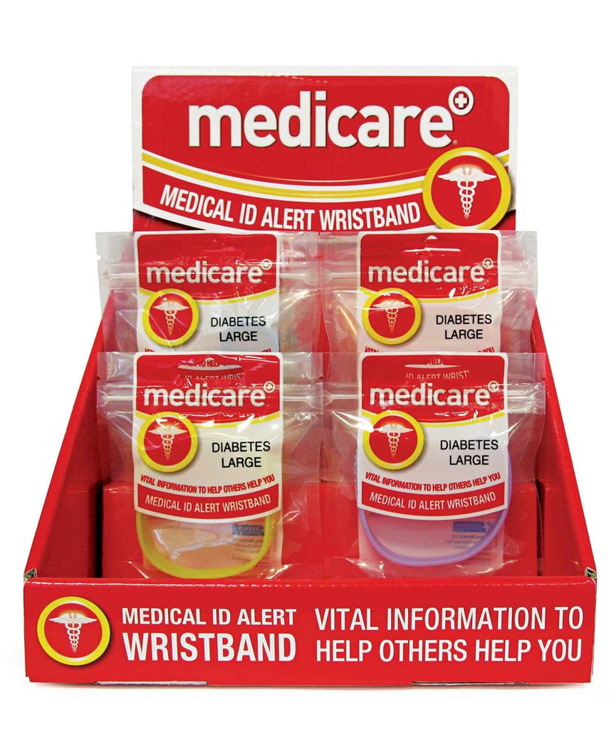 MEDICARE MEDICAL ID BAND DISPLAY STAND WITH 24 BANDS