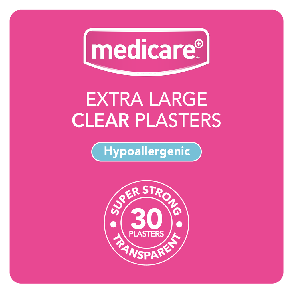 MEDICARE EXTRA LARGE TRANSPARENT PLASTERS 30'S (DISPLAY OF 10)