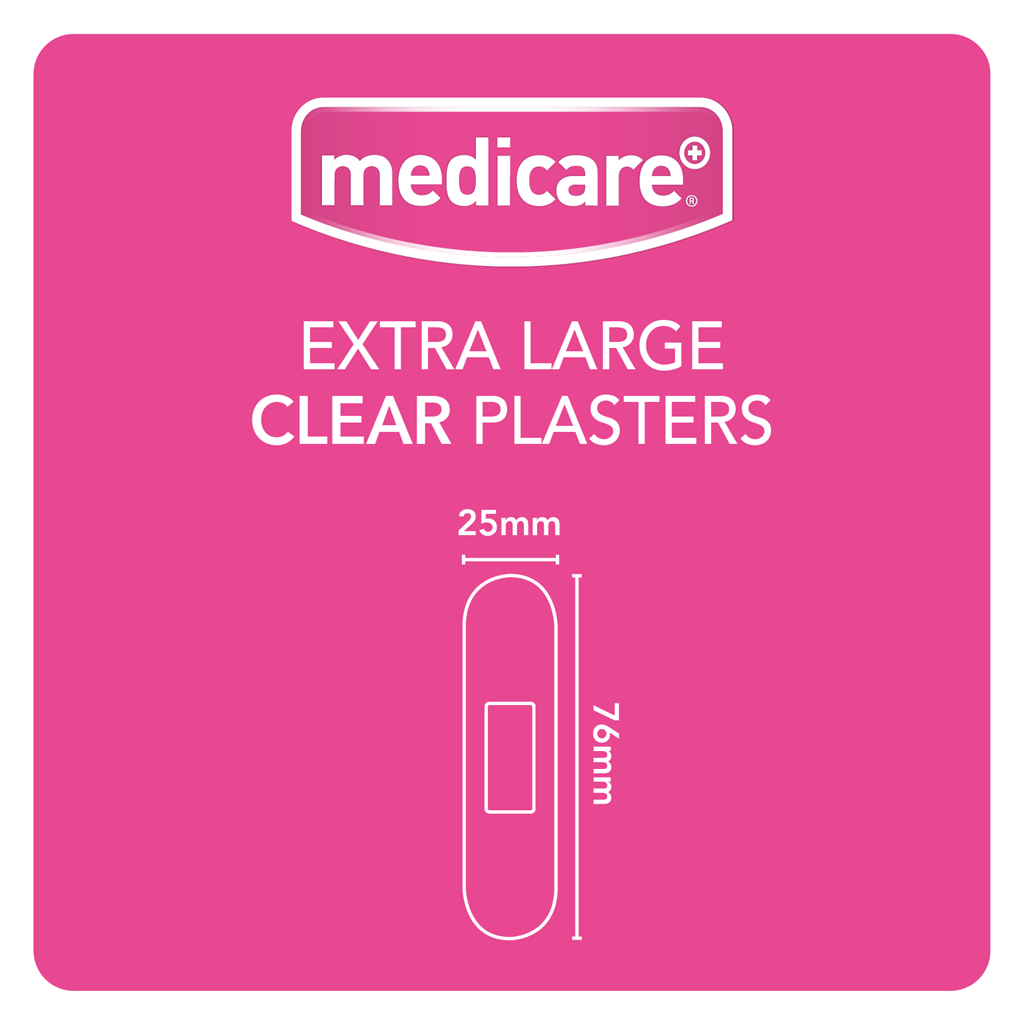 MEDICARE EXTRA LARGE TRANSPARENT PLASTERS 30'S (DISPLAY OF 10)