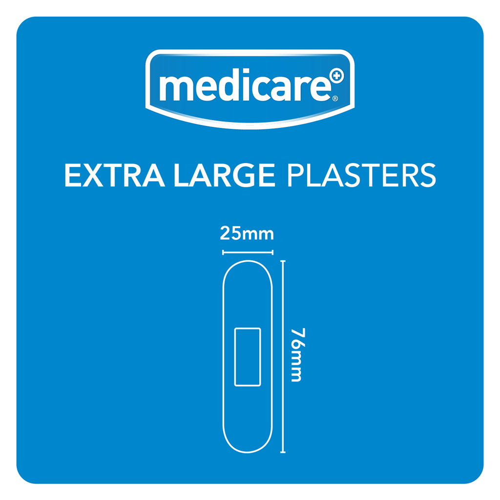 MEDICARE EXTRA LARGE WATERPROOF PLASTERS 30'S (DISPLAY OF 10)