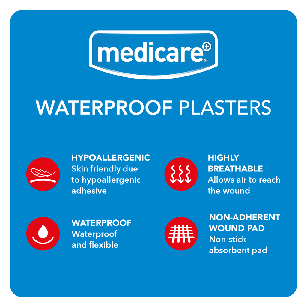 MEDICARE WATERPROOF PLASTERS 19X72MM 100's