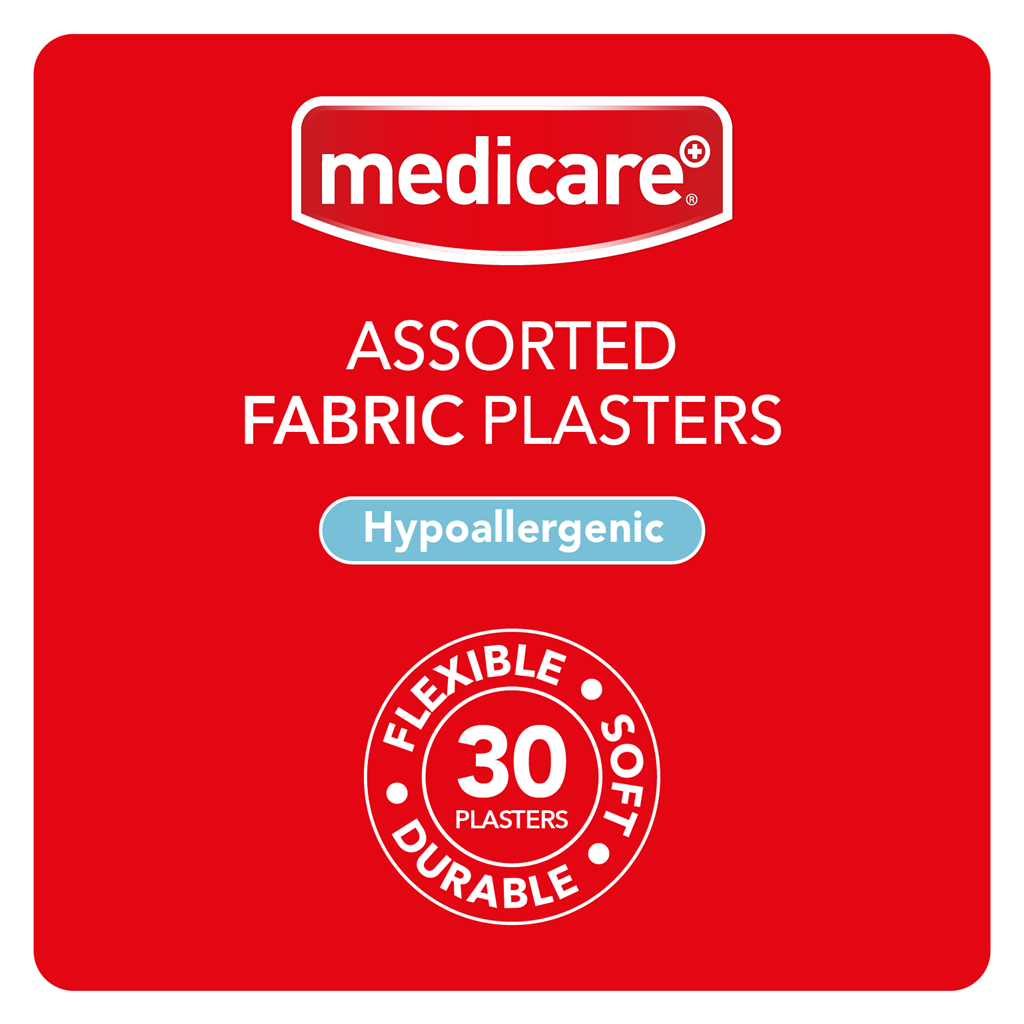 MEDICARE FABRIC ASSORTED PLASTERS 30'S (DISPLAY OF 10)