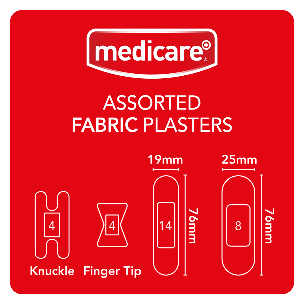 MEDICARE FABRIC ASSORTED PLASTERS 30'S (DISPLAY OF 10)