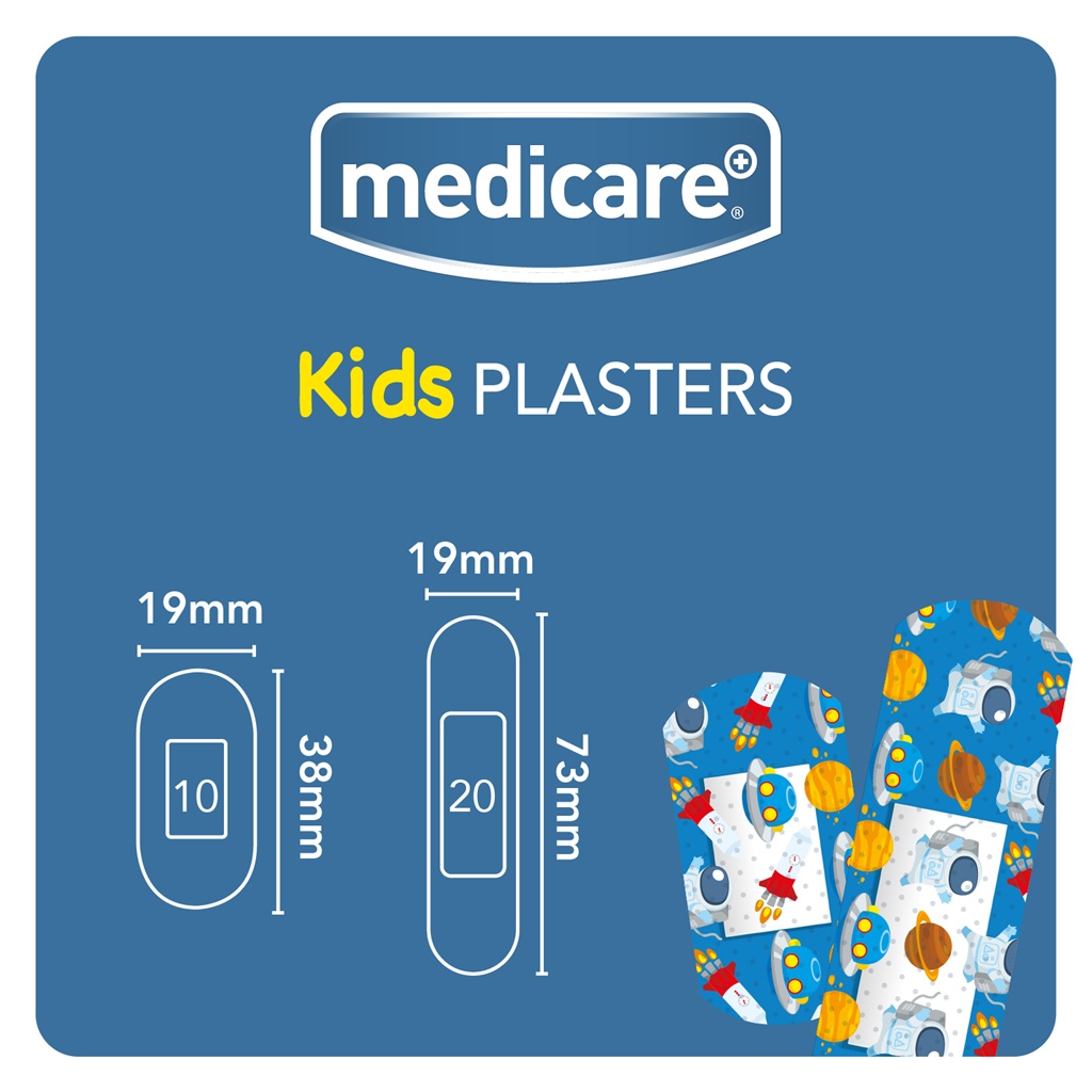 MEDICARE WATERPROOF KIDS PLASTERS 30`S (FUN SPACESHIP) (DISPLAY OF 10)