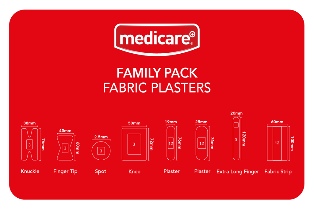 MEDICARE FABRIC PLASTERS FAMILY PACK OF 50'S (DISPLAY OF 6)