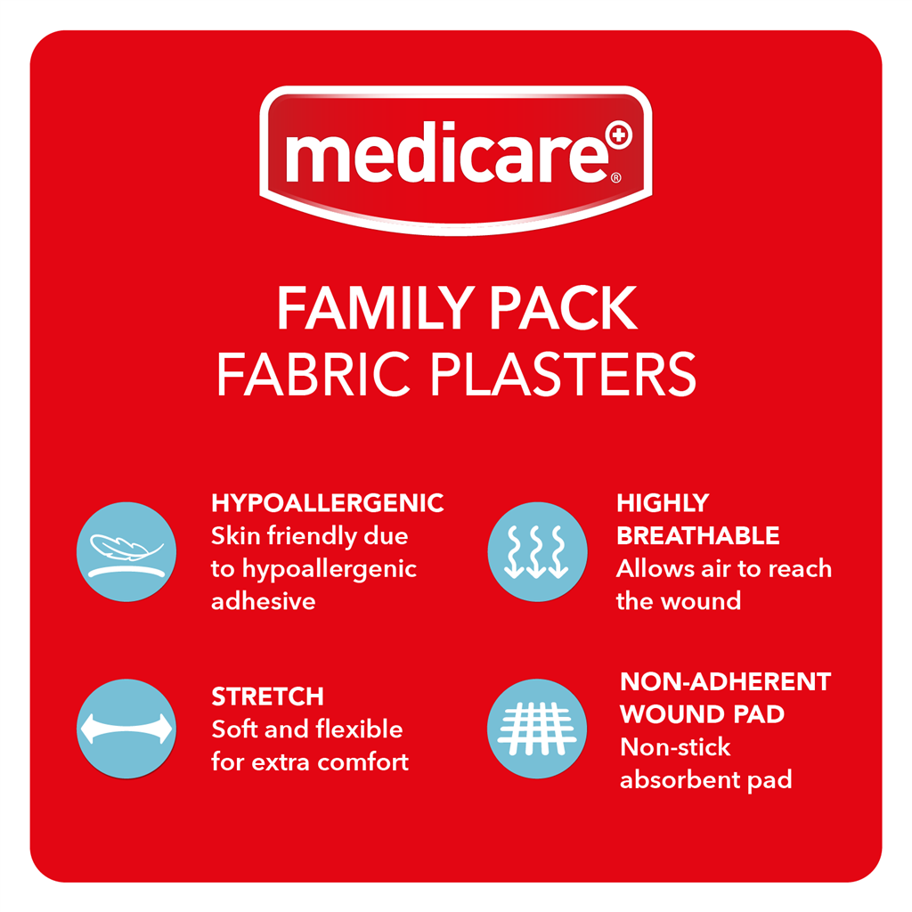 MEDICARE FABRIC PLASTERS FAMILY PACK OF 50'S (DISPLAY OF 6)