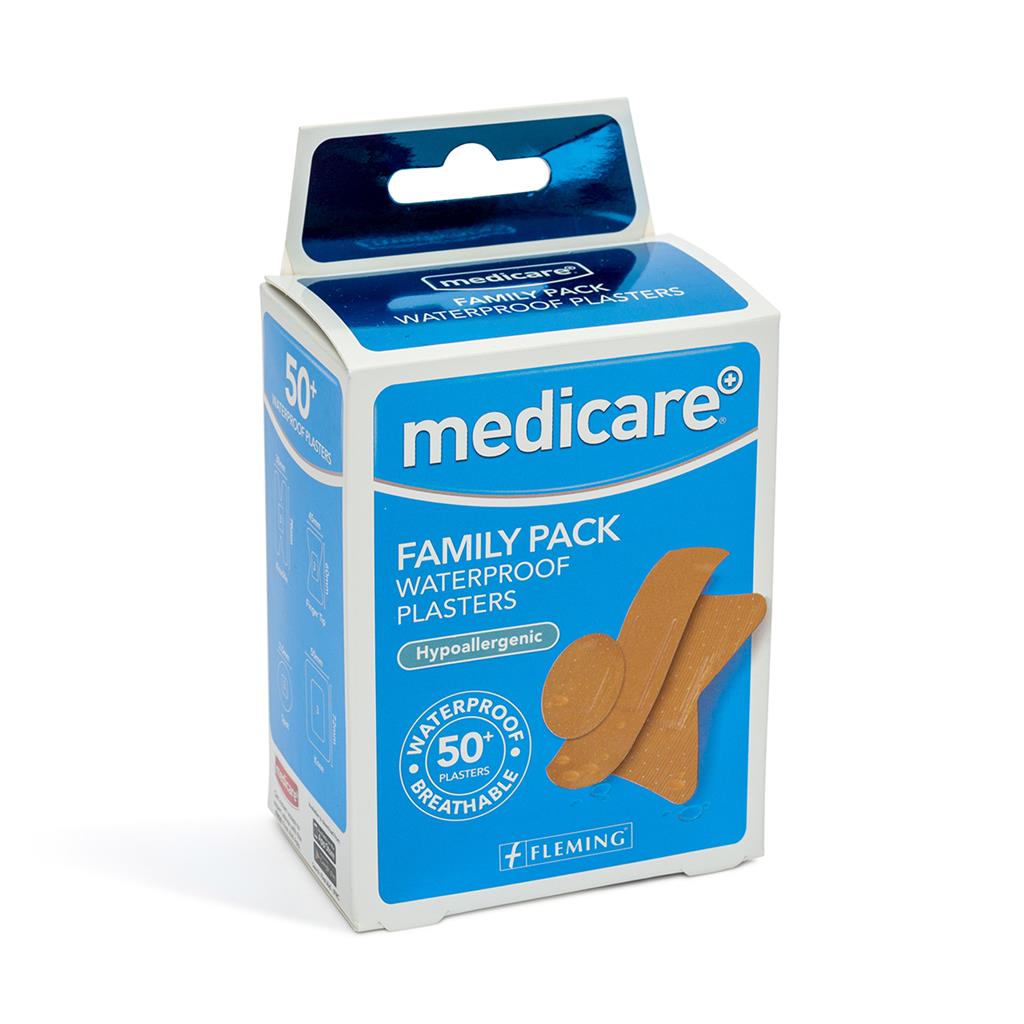 MEDICARE WATERPROOF PLASTERS FAMILY PACK OF 50 (DISPLAY OF 6)