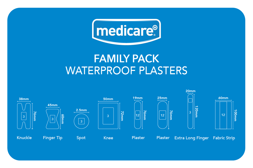 MEDICARE WATERPROOF PLASTERS FAMILY PACK OF 50 (DISPLAY OF 6)