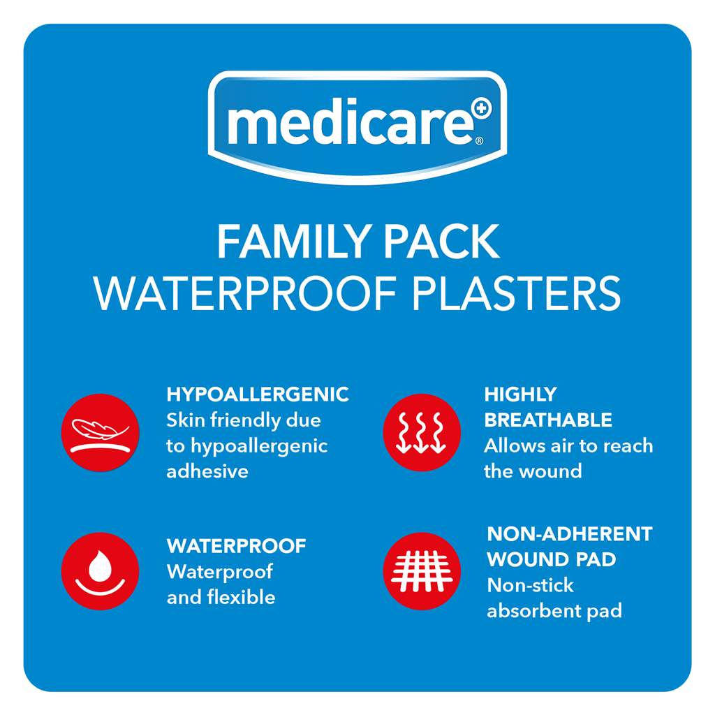 MEDICARE WATERPROOF PLASTERS FAMILY PACK OF 50 (DISPLAY OF 6)