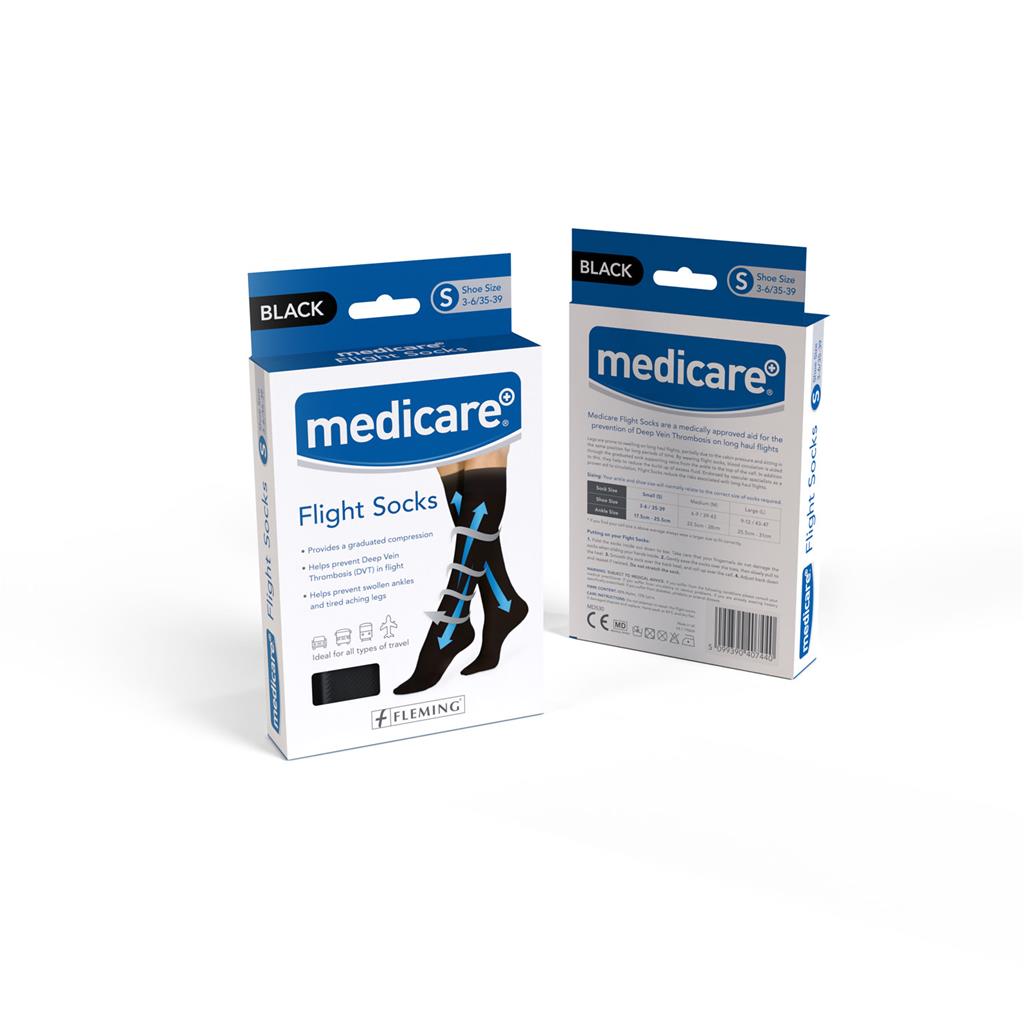 MEDICARE FLIGHT SOCKS BLACK SMALL