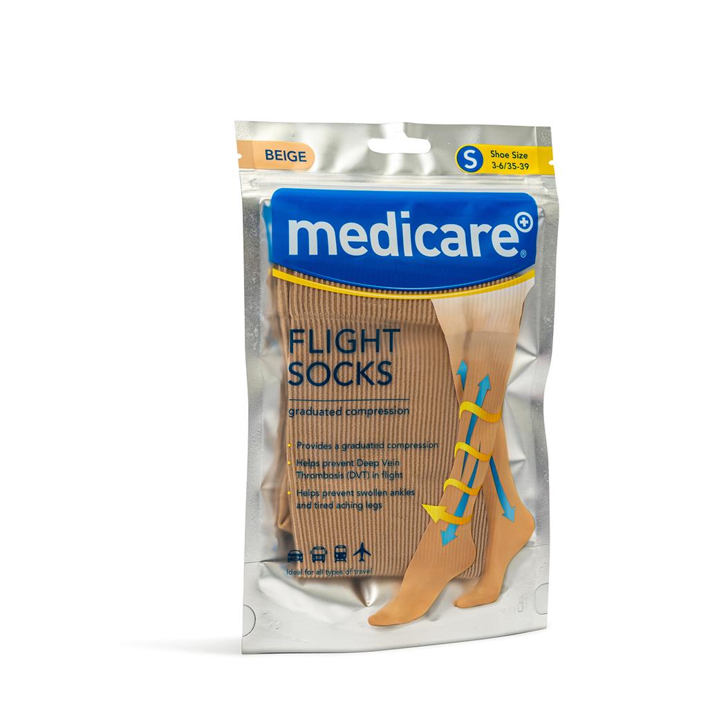 MEDICARE FLIGHT SOCKS BEIGE SMALL