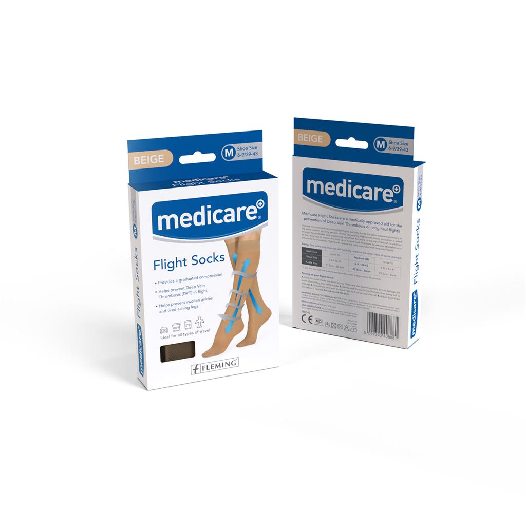 MEDICARE FLIGHT SOCKS BEIGE SMALL