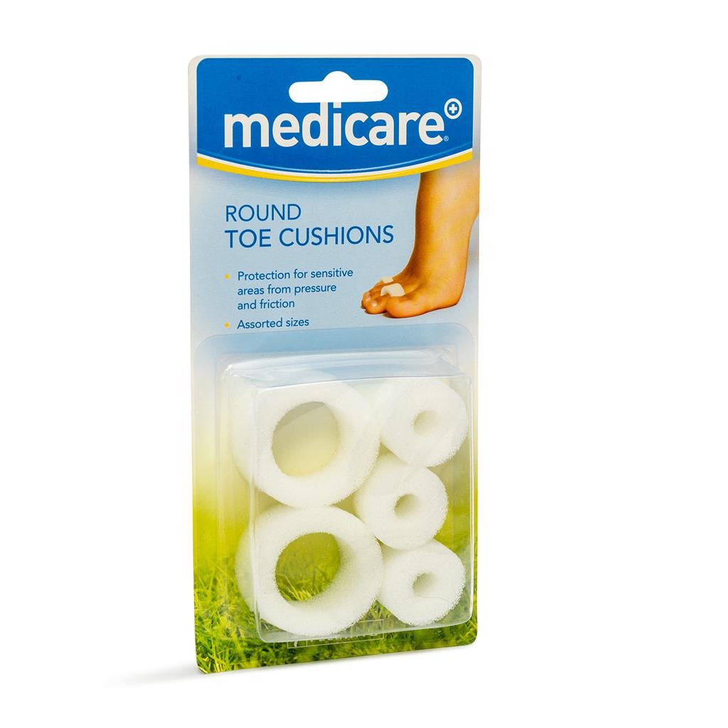 MEDICARE ASSORTED ROUND TOE CUSHIONS 5's