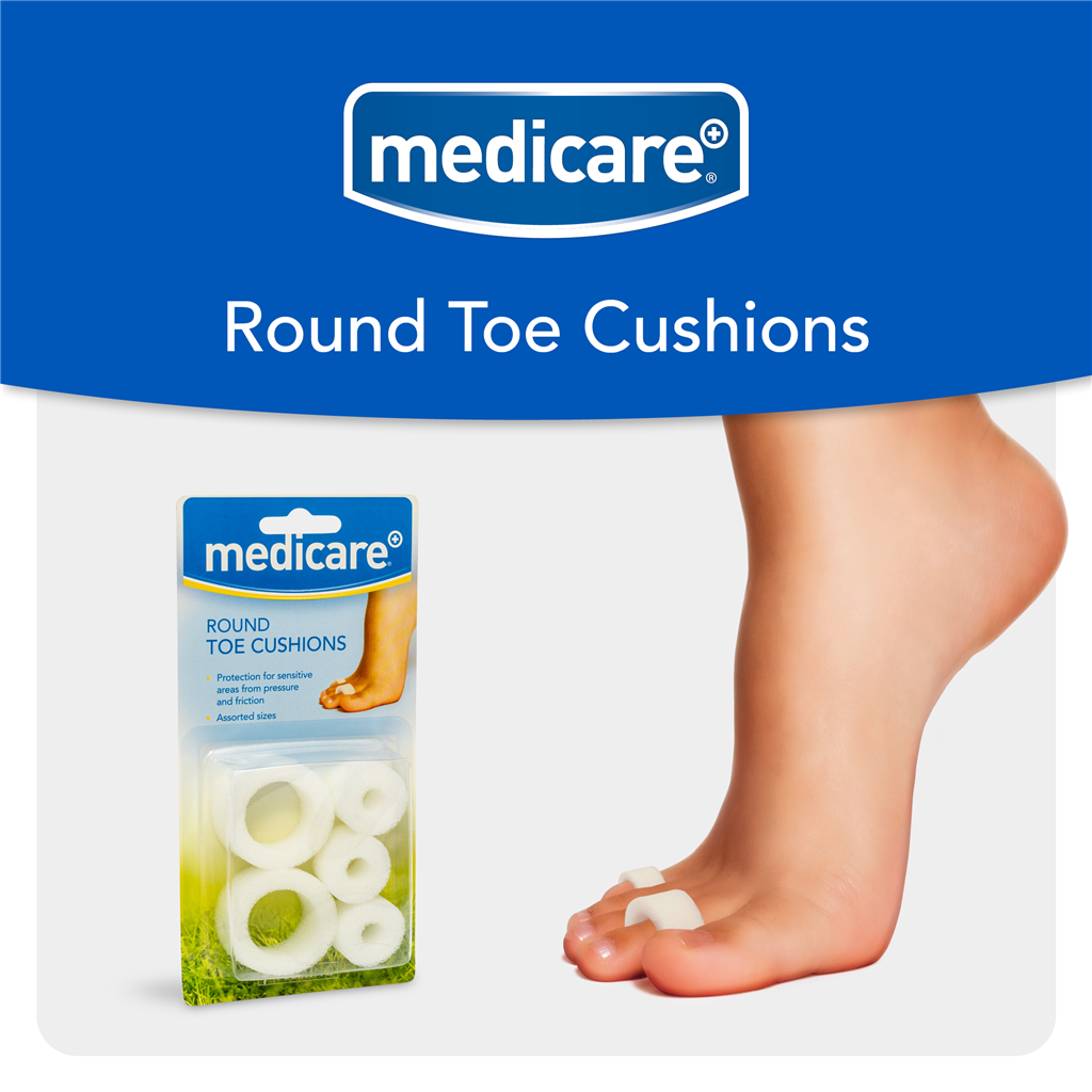 MEDICARE ASSORTED ROUND TOE CUSHIONS 5's