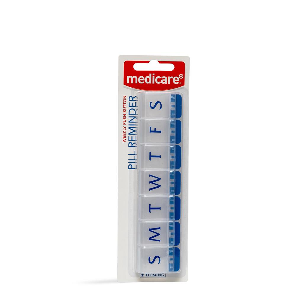 MEDICARE PUSH BUTTON 1 SLOT WEEKLY PILL BOX