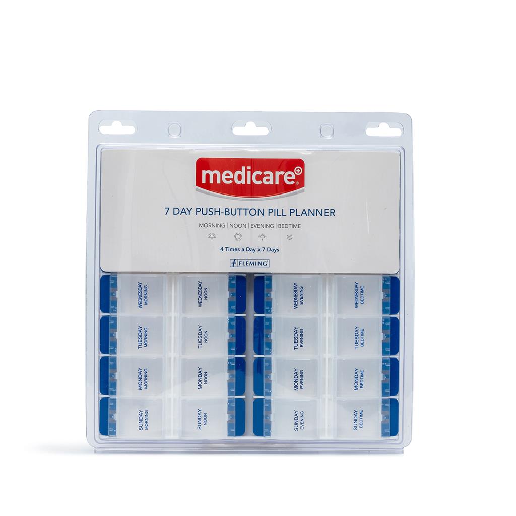 Weekly AM/PM Pill Box Planner Push Button by P&P Medical Surgical Box of 1 