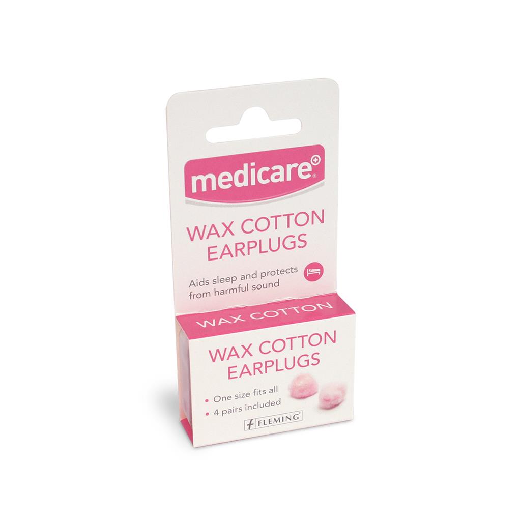 MEDICARE WAX COTTON EARPLUGS (4 Pairs)