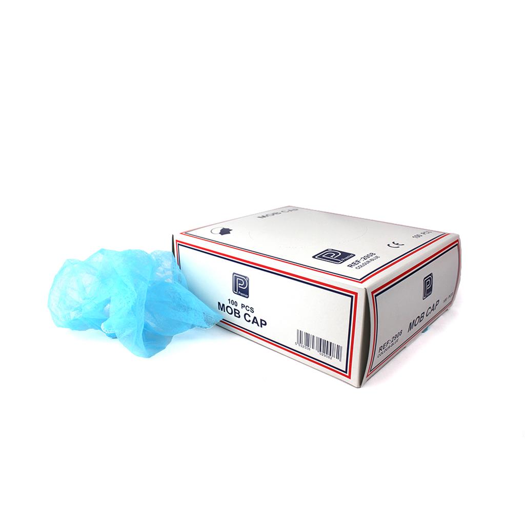 PREMIER MOB CAP BLUE IN CARDBOARD DISPENSER (100'S)