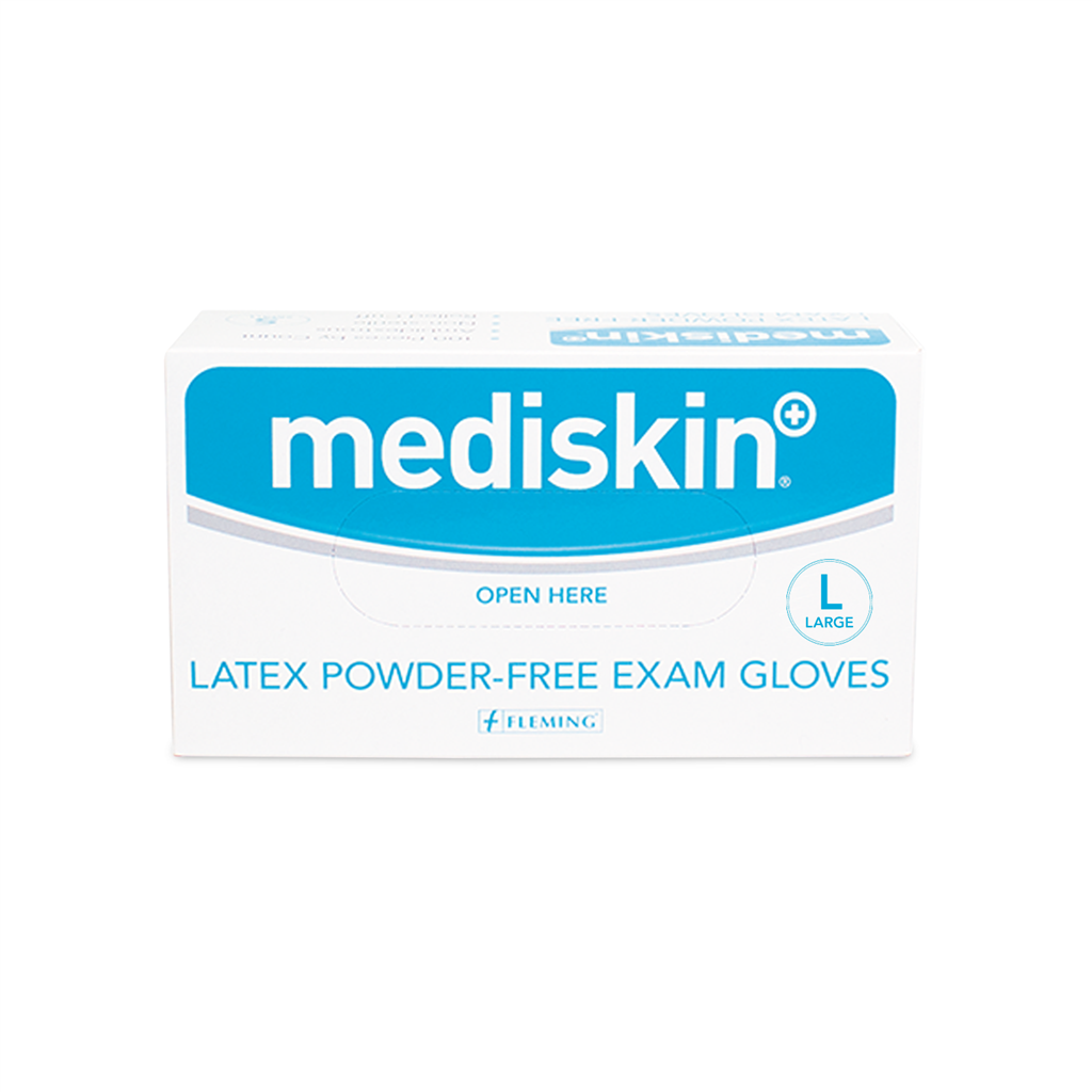 MEDISKIN LATEX GLOVE POWDERFREE LARGE (100's)