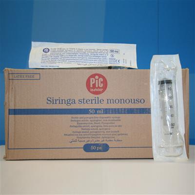 PIC SYRINGE 50ML LRG  W/OUT NEEDLE,ECCENTRIC NOZZLE (BX 50)