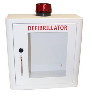 INDOOR WHITE DEFIBRILLATOR CABINET WITH STROBE LIGHT & ALARM