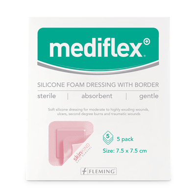 MEDIFLEX BORDERED SILICONE FOAM 7.5CM X 7.5CM (BOX OF 5)