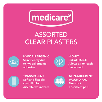 MEDICARE ASSORTED TRANSPARENT PLASTERS 30'S (DISPLAY OF 10)
