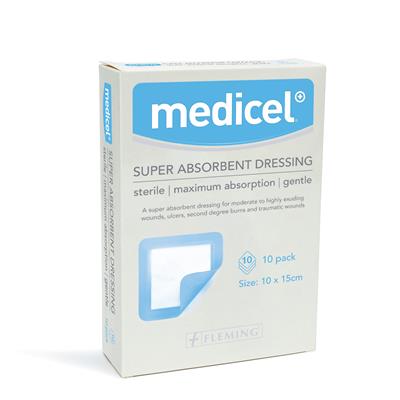 MEDICEL SUPER ABSORBENT PAD 10CM X 15CM (BOX OF 10)