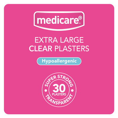 MEDICARE EXTRA LARGE TRANSPARENT PLASTERS 30'S (DISPLAY OF 10)