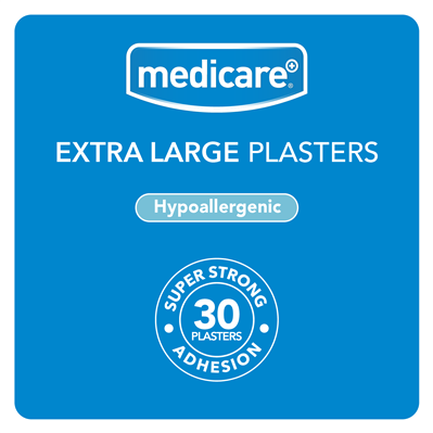 MEDICARE EXTRA LARGE WATERPROOF PLASTERS 30'S (DISPLAY OF 10)