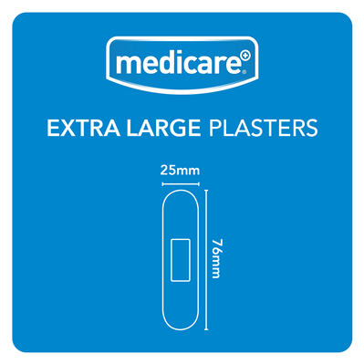 MEDICARE EXTRA LARGE WATERPROOF PLASTERS 30'S (DISPLAY OF 10)