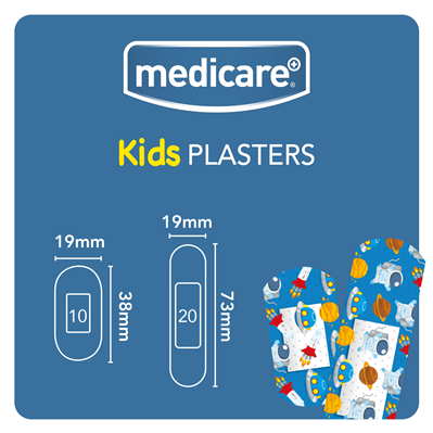 MEDICARE WATERPROOF KIDS PLASTERS 30`S (FUN SPACESHIP) (DISPLAY OF 10)