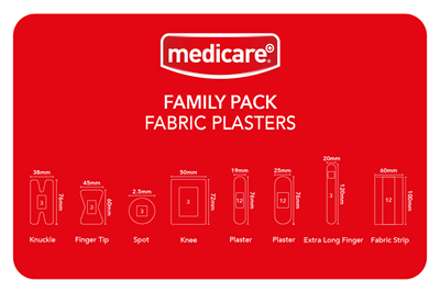 MEDICARE FABRIC PLASTERS FAMILY PACK OF 50'S (DISPLAY OF 6)