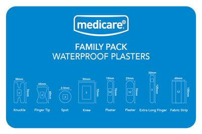 MEDICARE WATERPROOF PLASTERS FAMILY PACK OF 50 (DISPLAY OF 6)