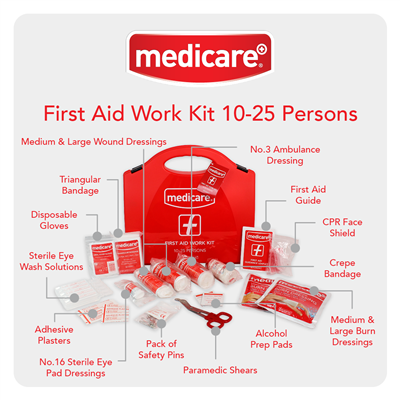 MEDICARE FIRST AID WORK KIT 10-25 PERSONS