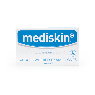 MEDISKIN LATEX GLOVES LIGHTLY POWDERED LARGE (100's)