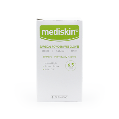 MEDISKIN SURGICAL STERILE POWDER-FREE GLOVES - SIZE 6.5 SMALL 50 PAIRS