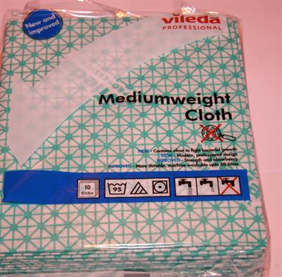 VILEDA MEDIUM WEIGHT CLOTHS GREEN (10'S)