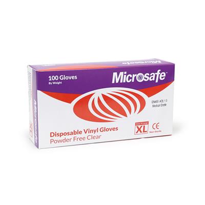 MICROSAFE POWDERFREE CLEAR VINYL GLOVES 100's (XL)